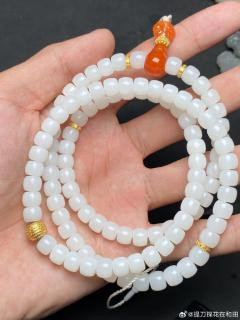 羊脂白玉直切108长串