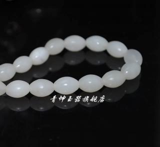 【青坤玉器 天然新疆和田玉项链 白玉珠子饰品 羊脂级玉石项链批发】